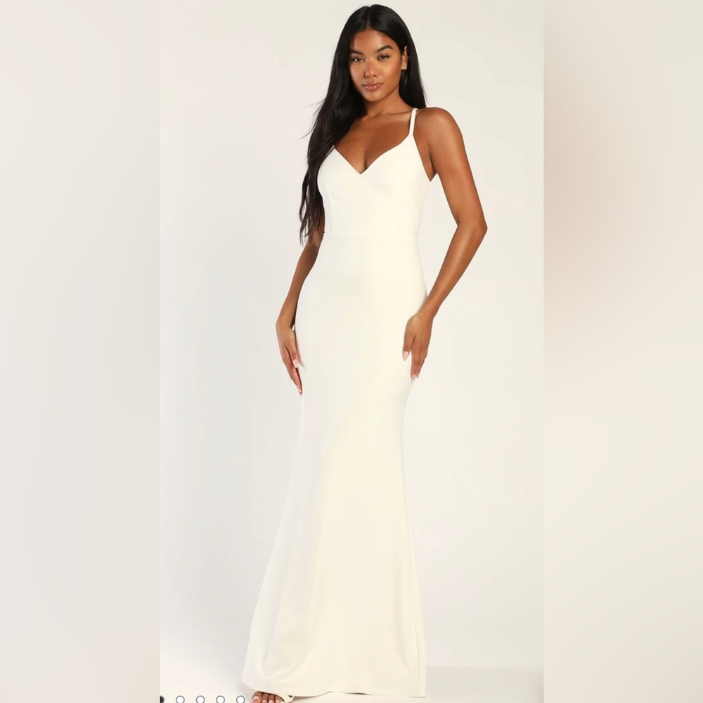 Moments Of Bliss White Backless Mermaid Maxi Dress